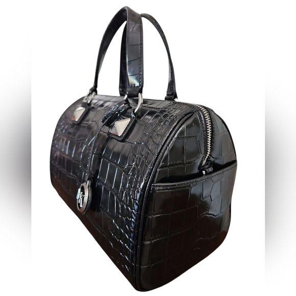Michael Kors Grayson Crocodile Embossed Leather Satchel Black NWT - Picture 8 of 11